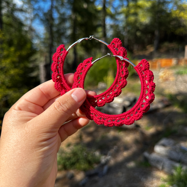 Zenaida Crochet Hoop Earrings - Multiple Colors
