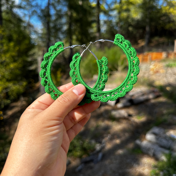 Zenaida Crochet Hoop Earrings - Multiple Colors