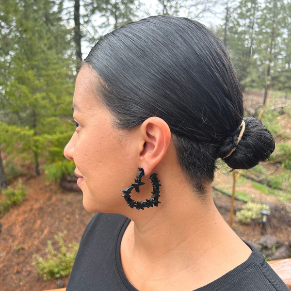 Barbed Heart Hoops (Multiple Colors)